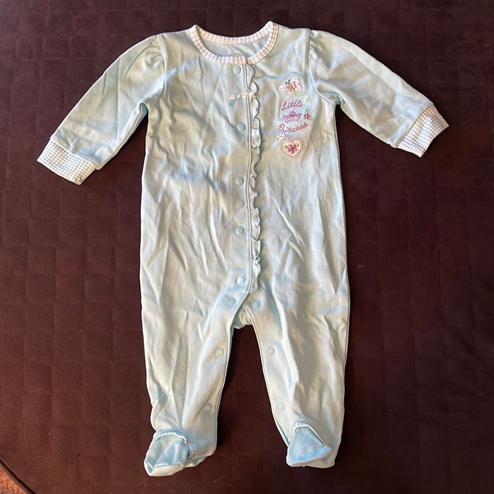 Okie Dokie Onesie Aqua Outfit. Size: 3-6 months.